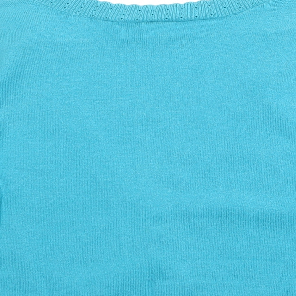 Wallis Womens Blue V-Neck Cotton Shrug Jumper Size 8