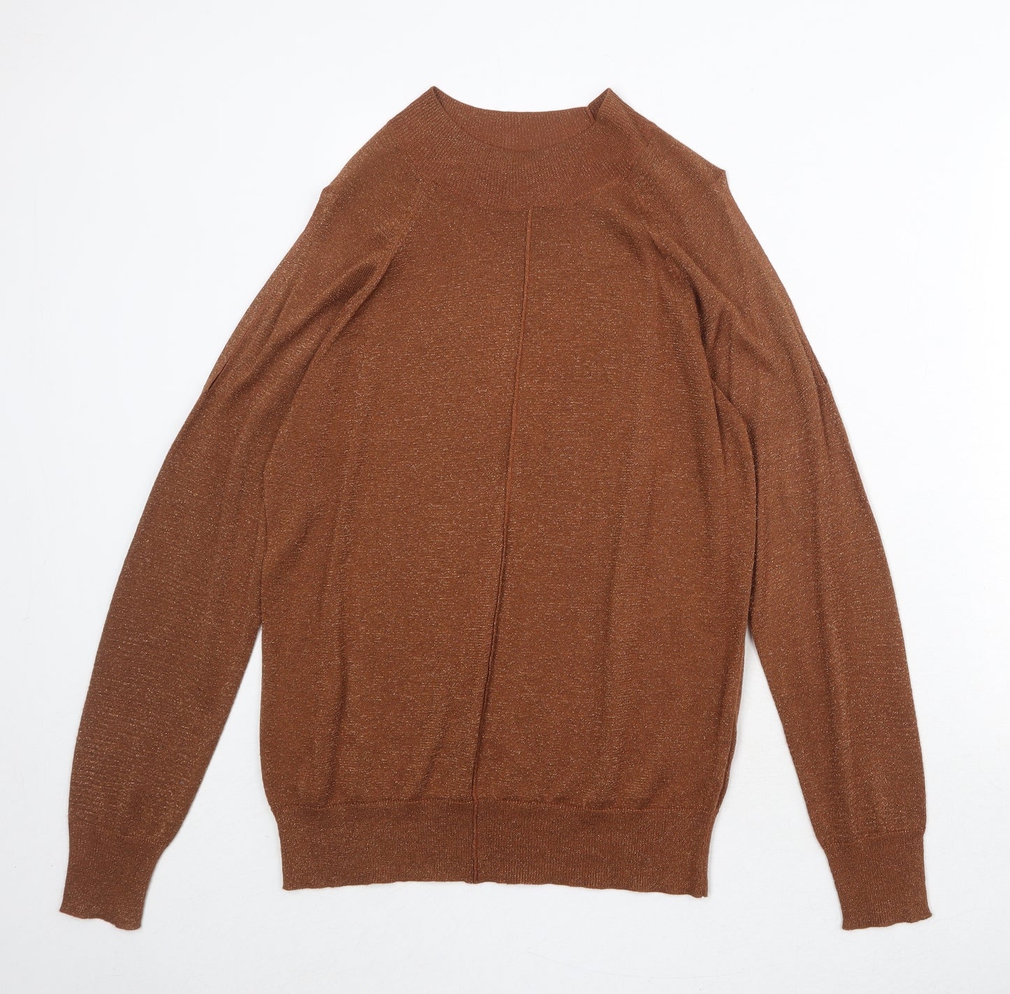 NEXT Womens Orange Round Neck Viscose Pullover Jumper Size 12