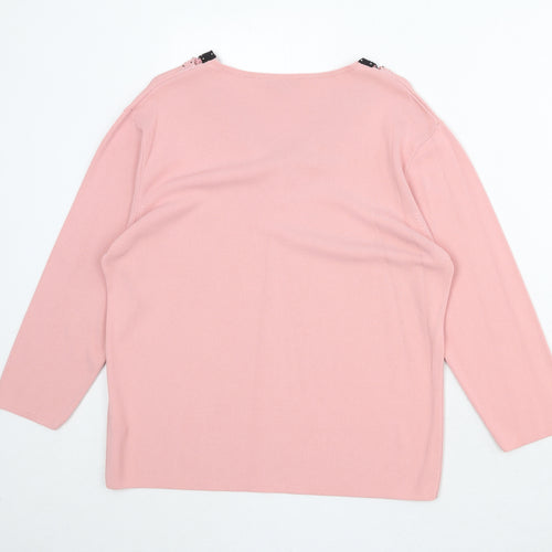 Touch Womens Pink V-Neck Viscose Pullover Jumper Size M