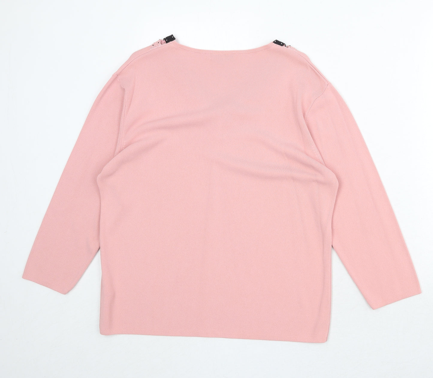 Touch Womens Pink V-Neck Viscose Pullover Jumper Size M