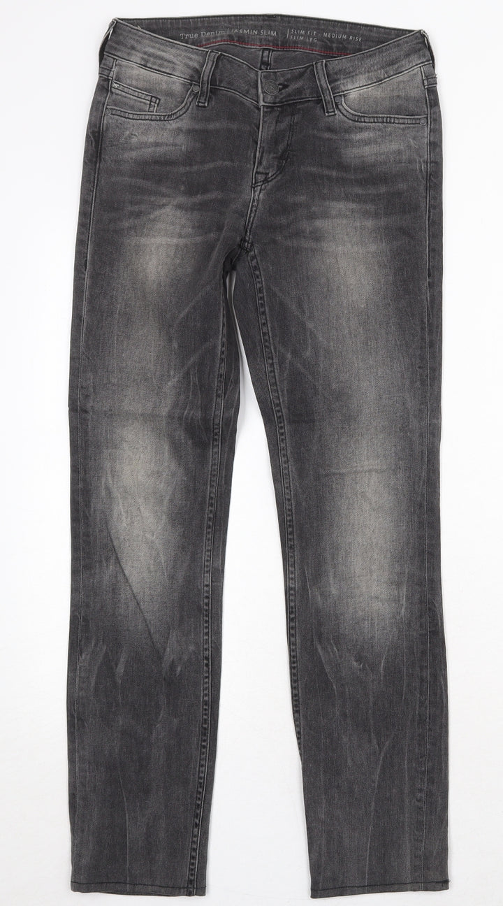 Mustang Womens Grey Cotton Straight Jeans Size 27 in Regular Zip