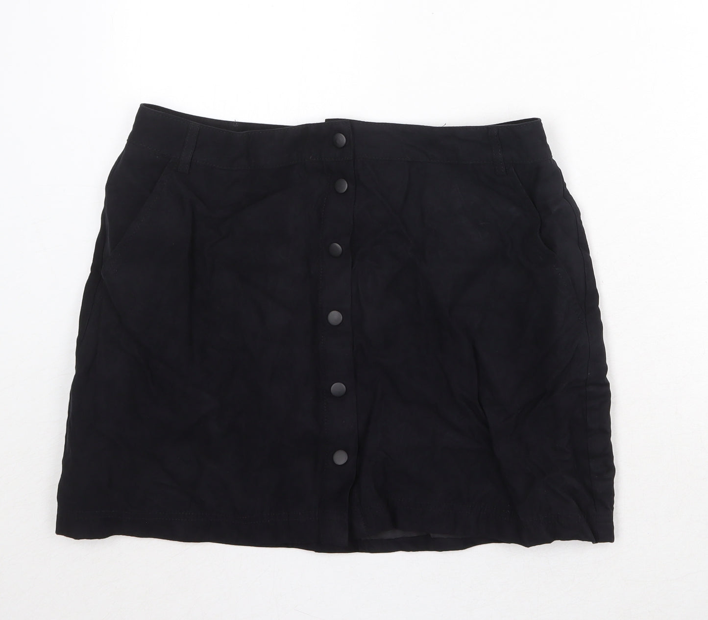 New Look Womens Black Polyester Mini Skirt Size 14 Button