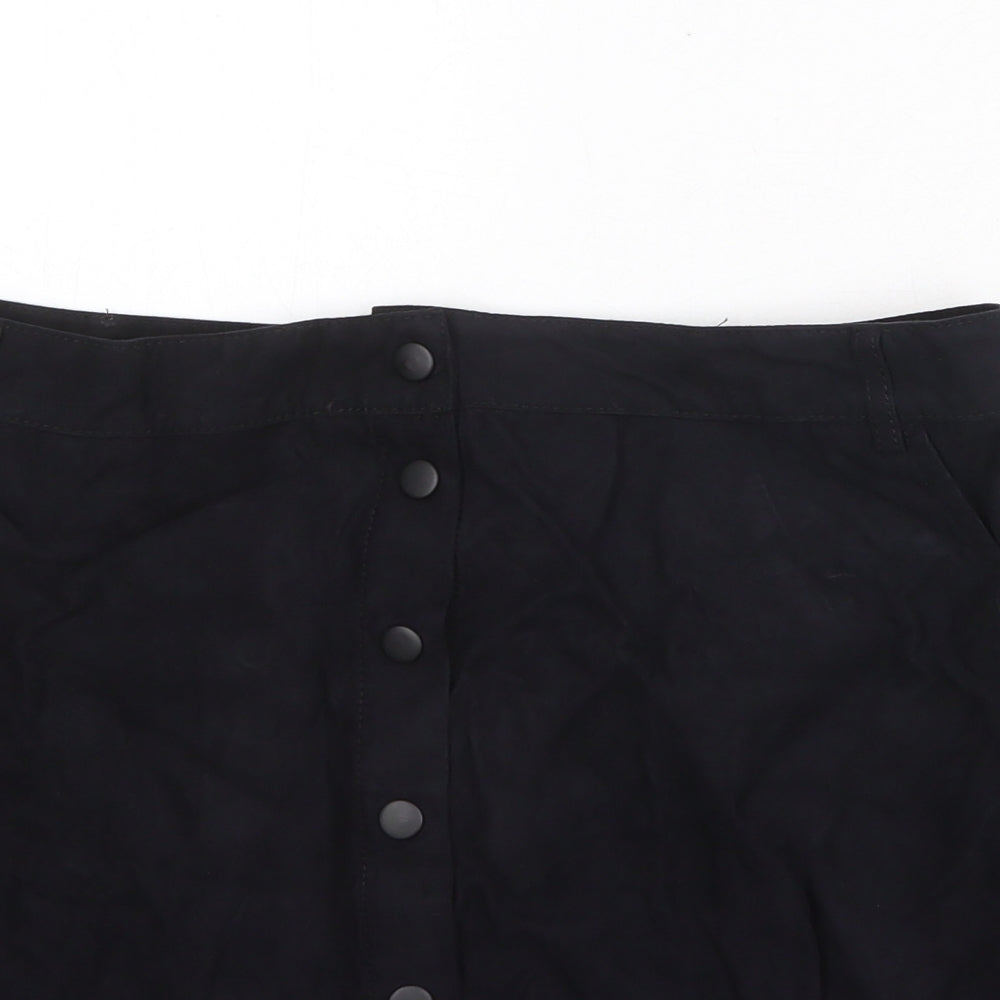 New Look Womens Black Polyester Mini Skirt Size 14 Button