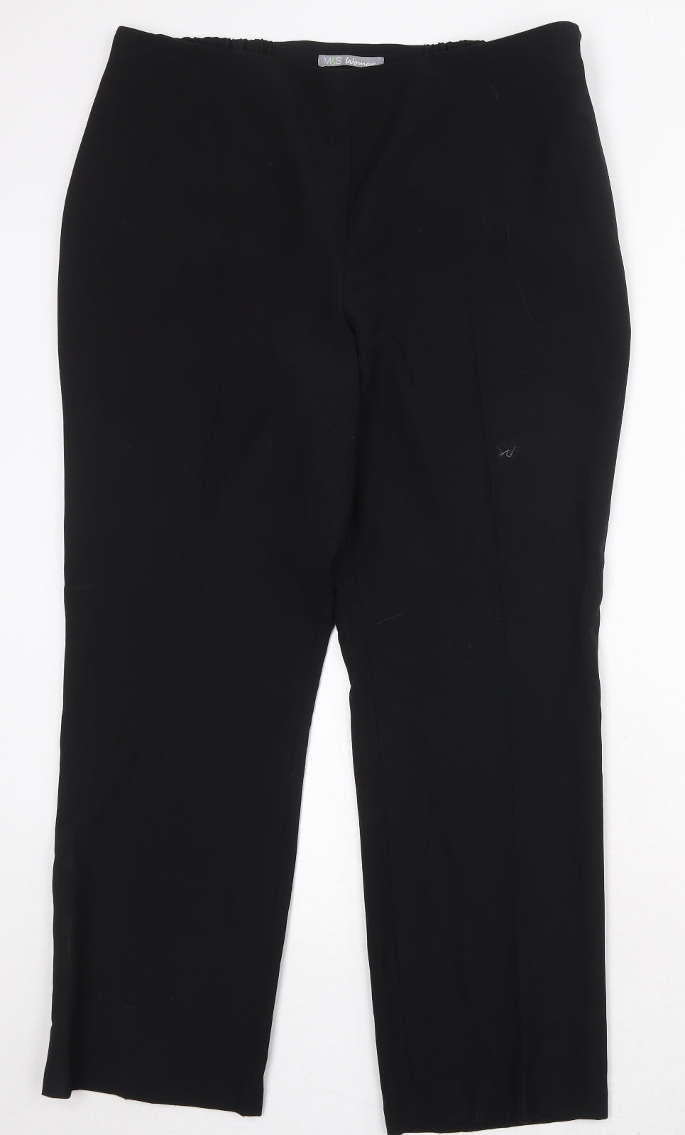 Marks and Spencer Womens Black Polyester Trousers Size 18 Regular Zip