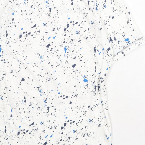 M&Co Boys White Geometric 100% Cotton Pullover T-Shirt Size 9-10 Years Crew Neck Pullover - Squad