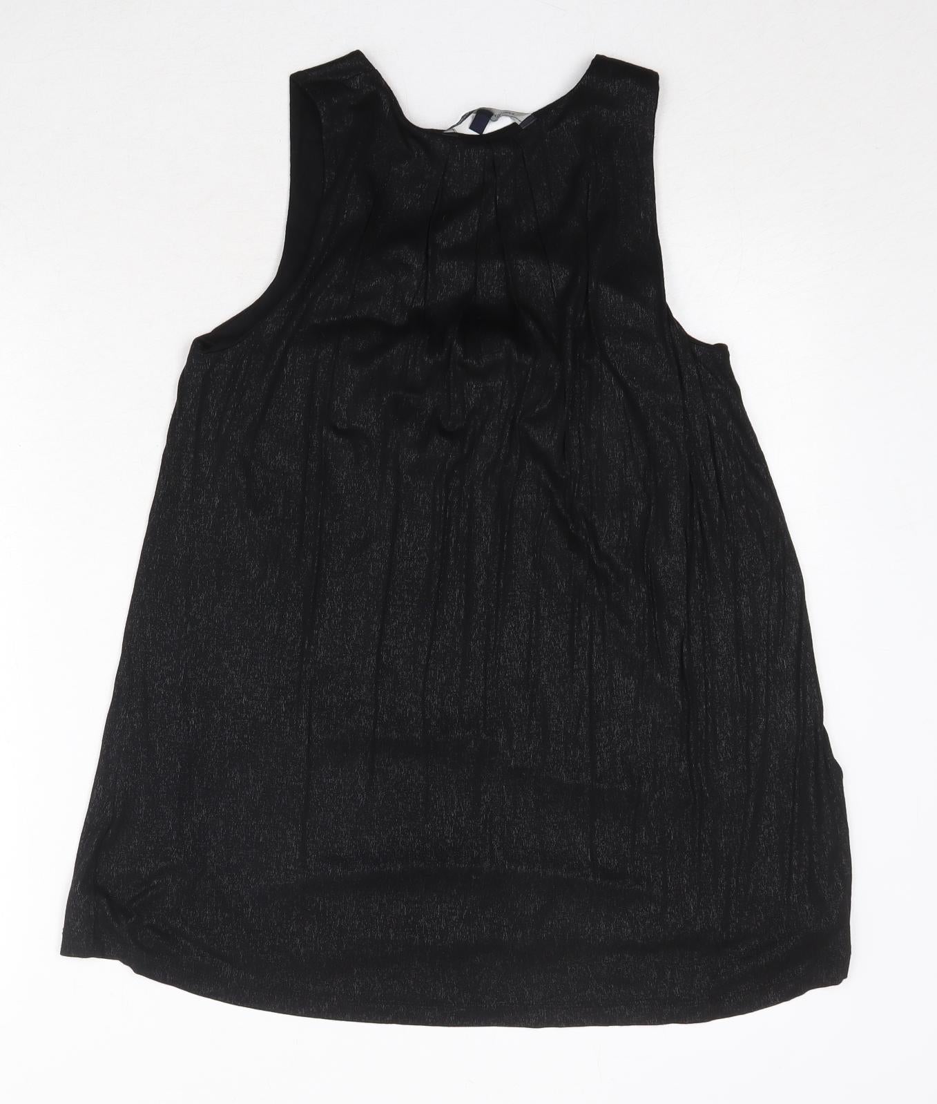 French Connection Womens Black Viscose Basic Tank Size S Round Neck