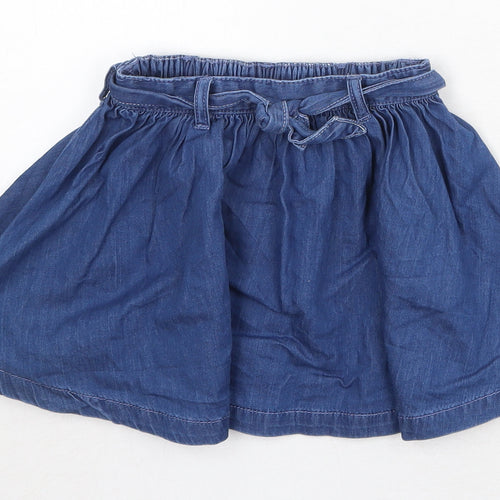 NEXT Girls Blue 100% Cotton Skater Skirt Size 2-3 Years Regular Pull On