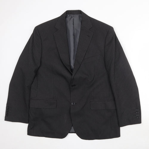 Marks and Spencer Mens Black Striped Polyester Jacket Suit Jacket Size 42 Regular