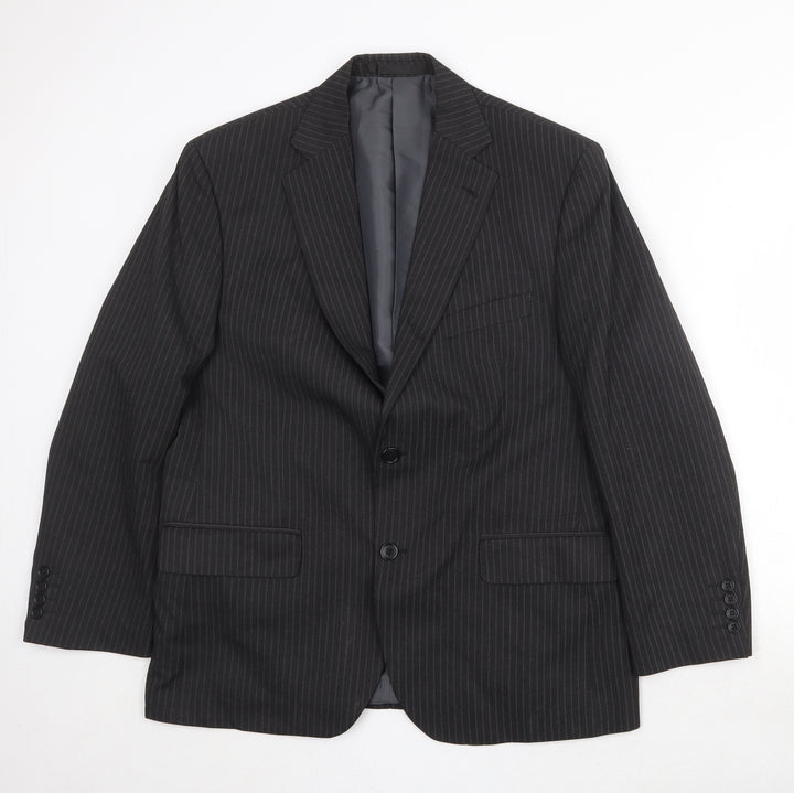 Marks and Spencer Mens Black Striped Polyester Jacket Suit Jacket Size 42 Regular