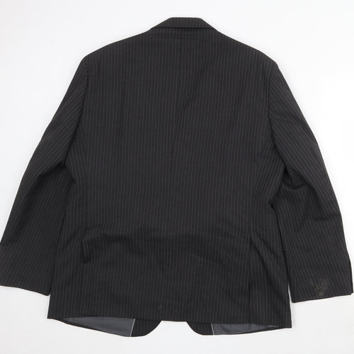 Marks and Spencer Mens Black Striped Polyester Jacket Suit Jacket Size 42 Regular