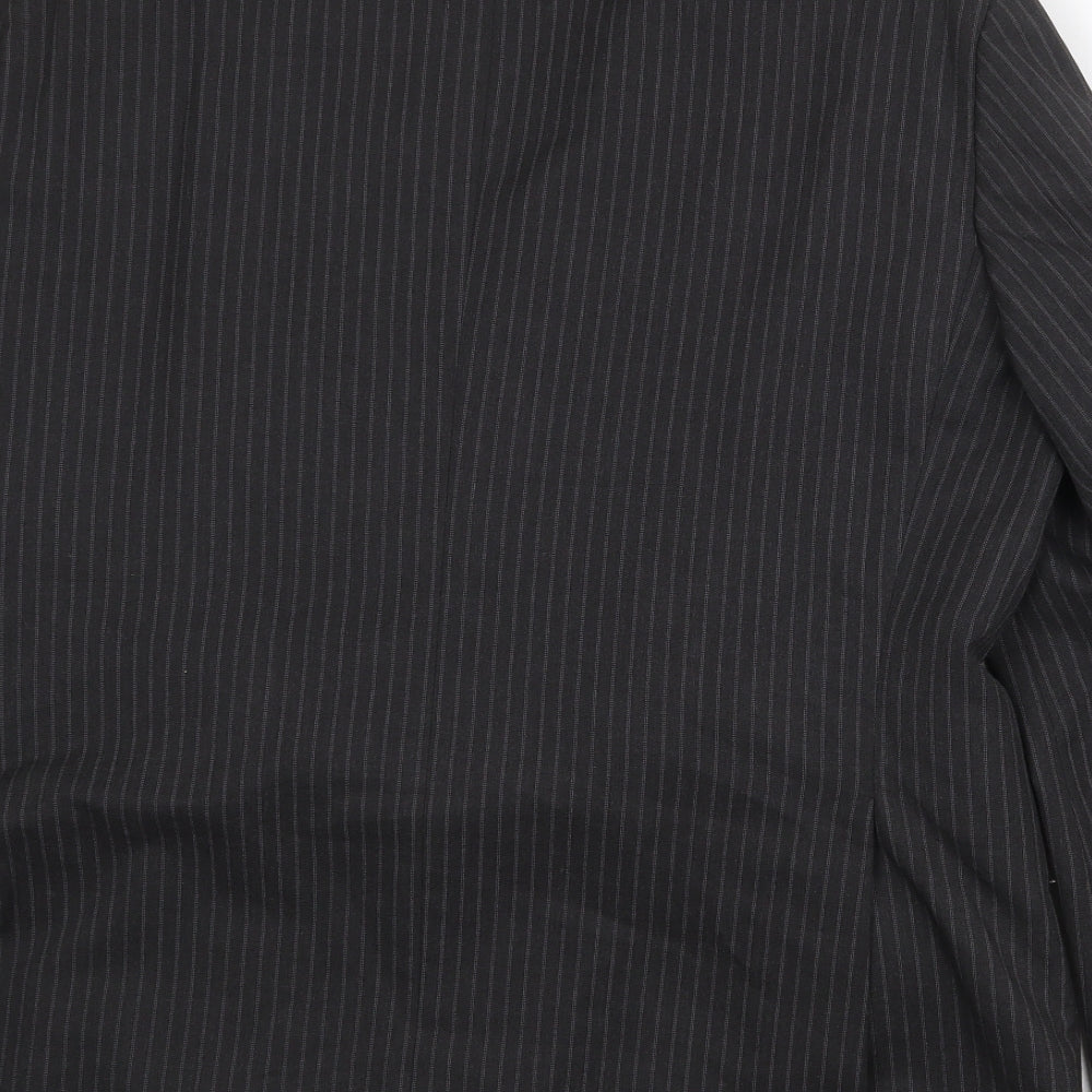 Marks and Spencer Mens Black Striped Polyester Jacket Suit Jacket Size 42 Regular