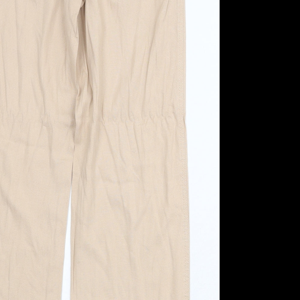 NEXT Womens Beige Linen Trousers Size 12 Regular Zip