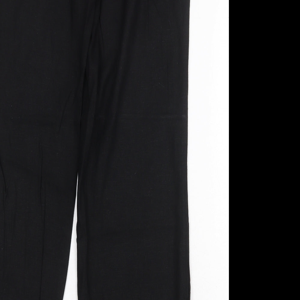 Marks and Spencer Womens Black Linen Trousers Size 14 Regular Zip