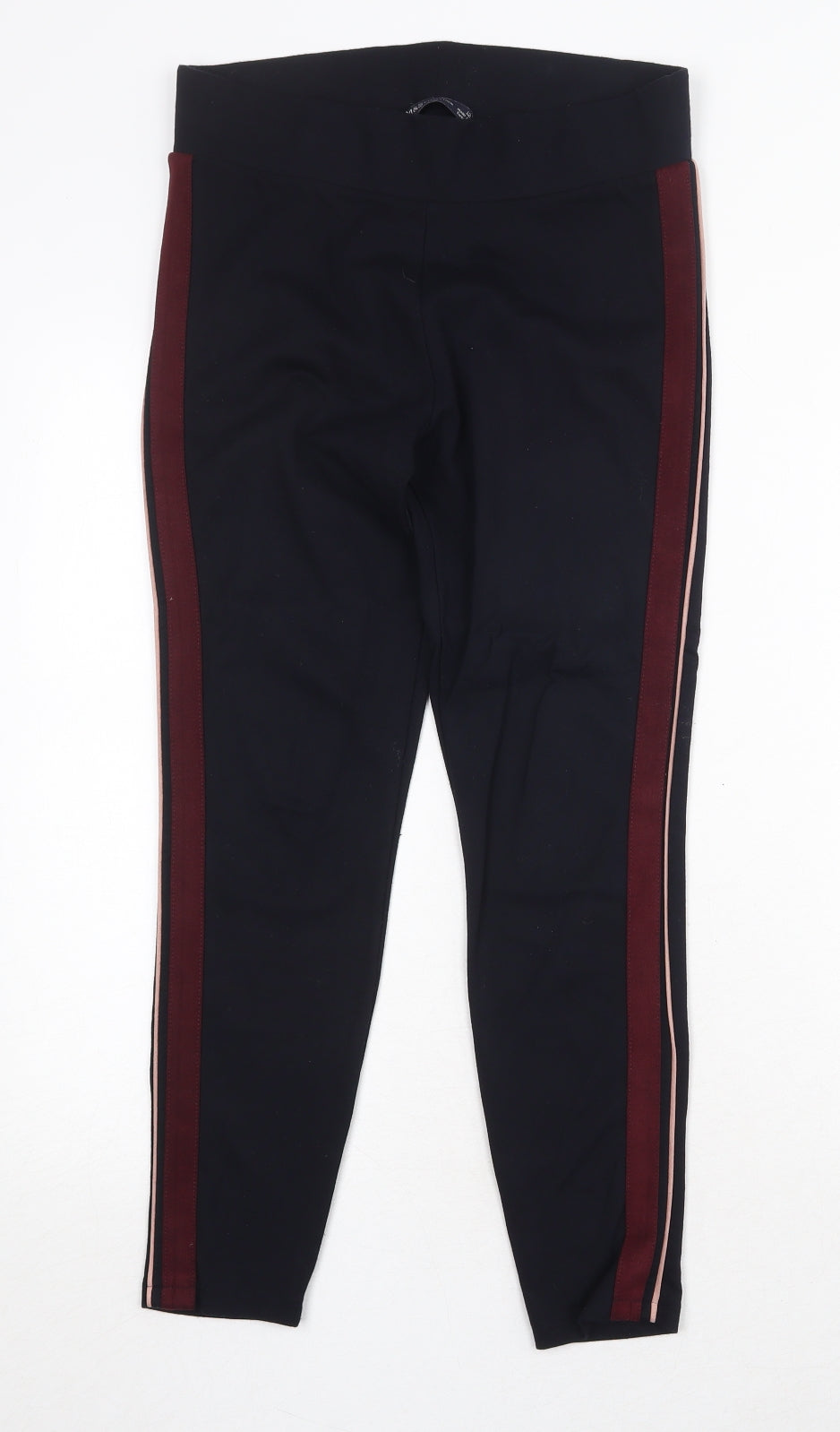 Marks and Spencer Womens Blue Striped Viscose Jegging Trousers Size 16 Regular