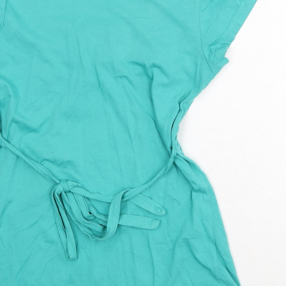 H&M Womens Green 100% Cotton Basic T-Shirt Size 10 Square Neck