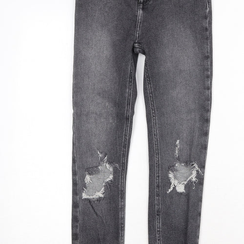 New Look Womens Grey Cotton Skinny Jeans Size 6 Regular Zip