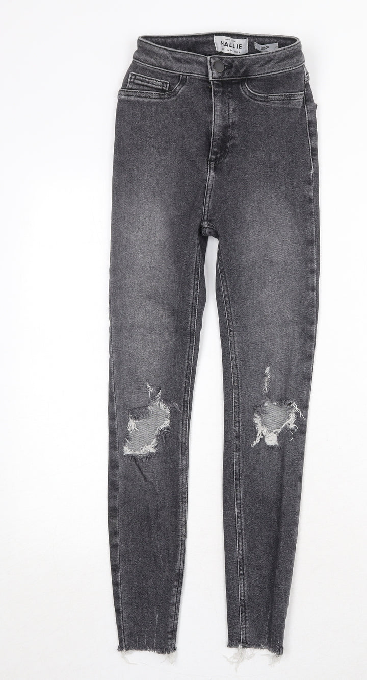 New Look Womens Grey Cotton Skinny Jeans Size 6 Regular Zip