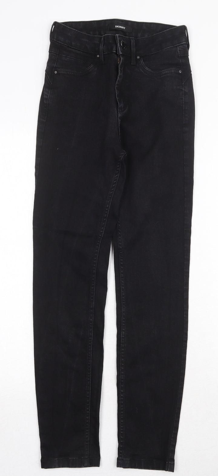 Marks and Spencer Womens Black Cotton Skinny Jeans Size 8 Regular Zip