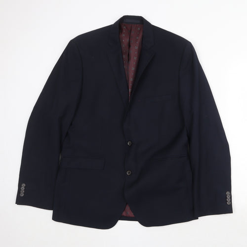 Burton Mens Blue Polyester Jacket Suit Jacket Size 40 Regular