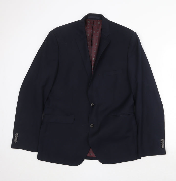 Burton Mens Blue Polyester Jacket Suit Jacket Size 40 Regular