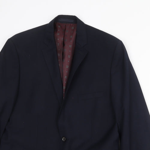 Burton Mens Blue Polyester Jacket Suit Jacket Size 40 Regular