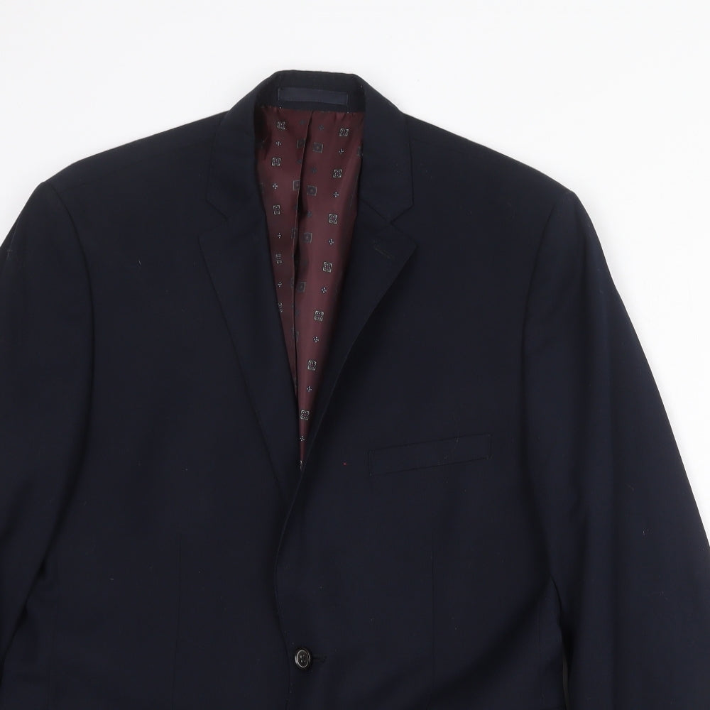 Burton Mens Blue Polyester Jacket Suit Jacket Size 40 Regular