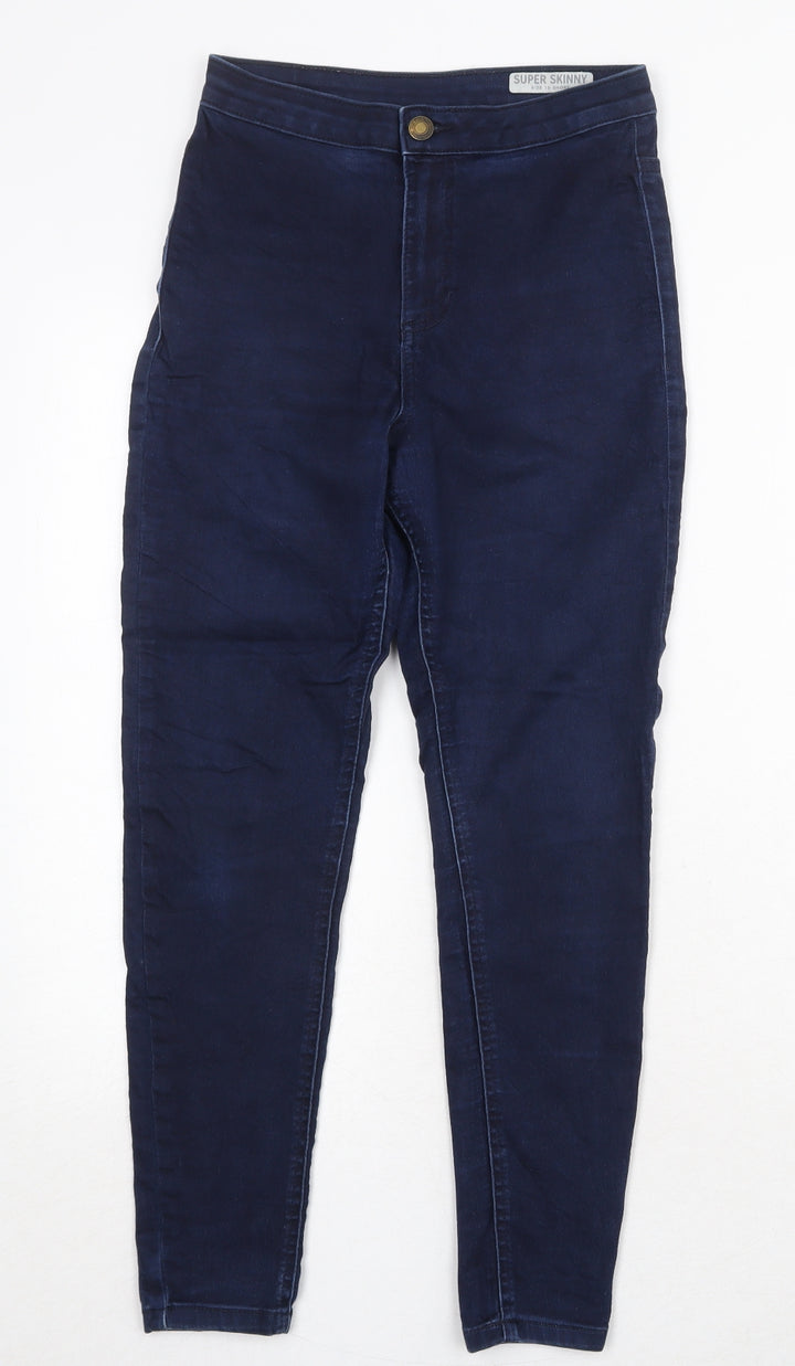 Marks and Spencer Womens Blue Cotton Skinny Jeans Size 10 Regular Zip