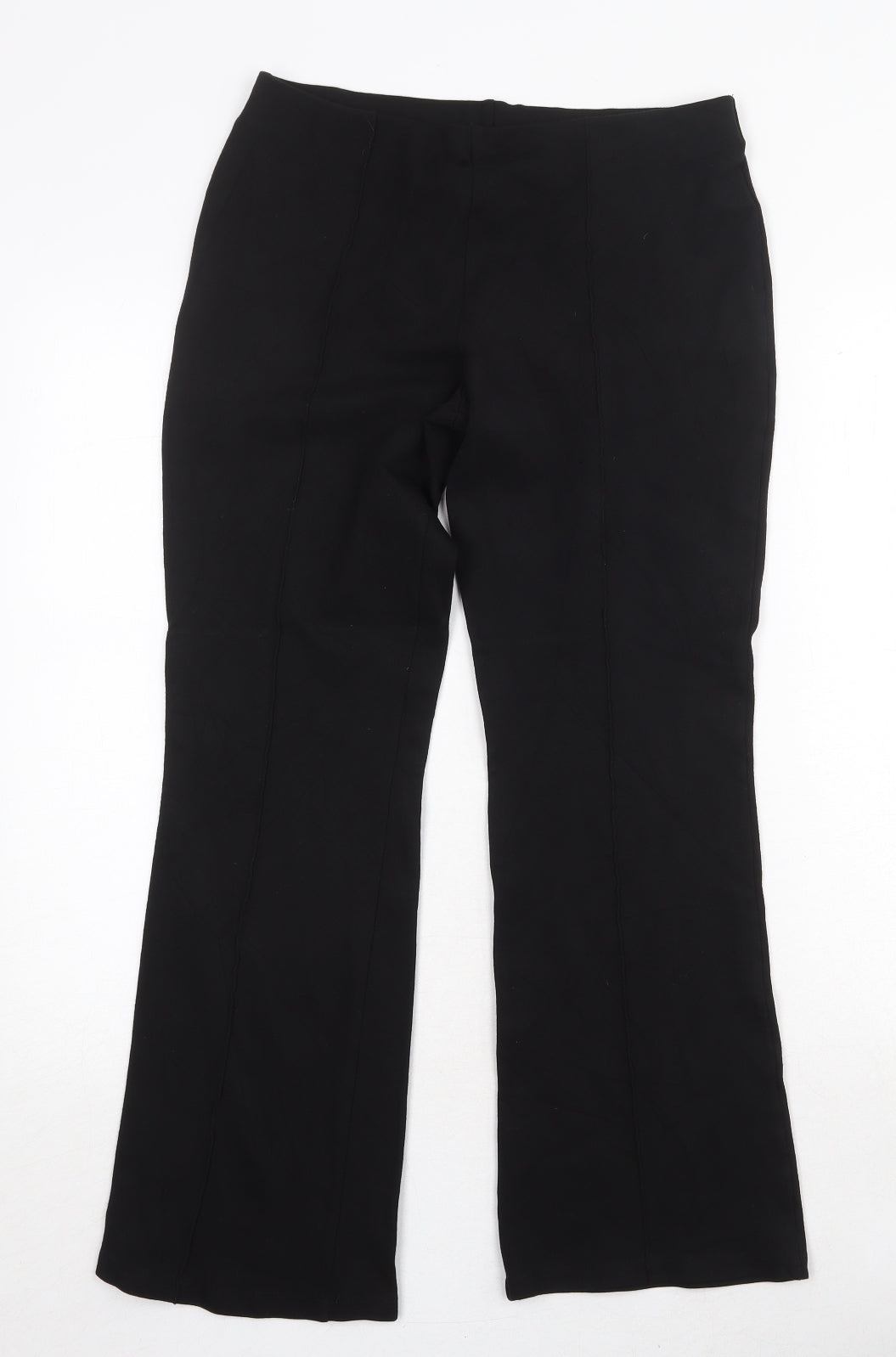 Marks and Spencer Womens Black Viscose Trousers Size 12 Regular