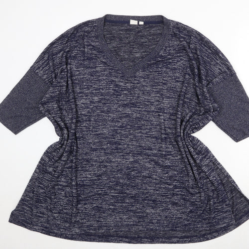 Gap Womens Blue V-Neck Polyester Pullover Jumper Size L