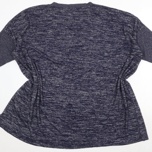 Gap Womens Blue V-Neck Polyester Pullover Jumper Size L