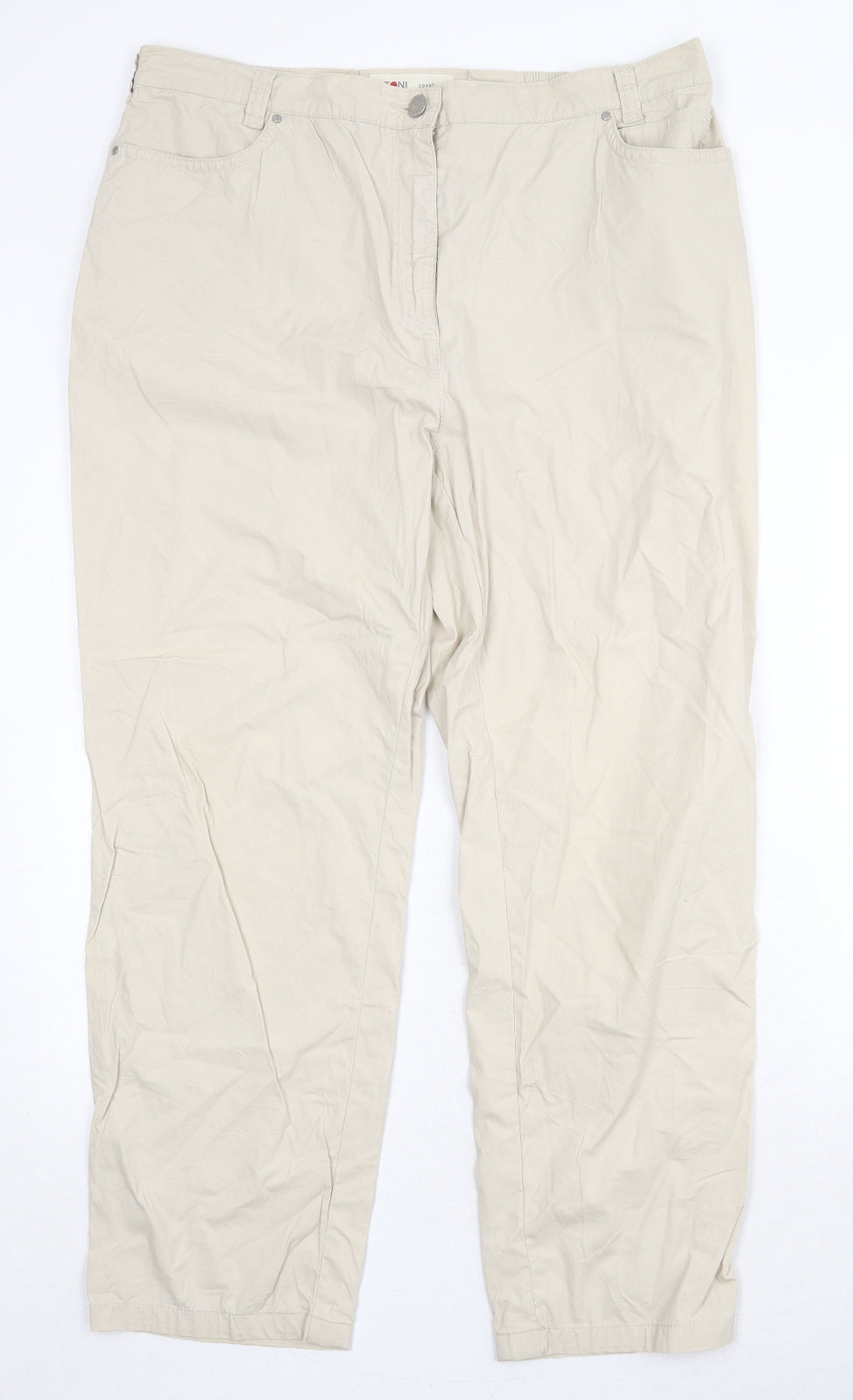 Toni Womens Beige Cotton Capri Trousers Size 36 in Regular Zip