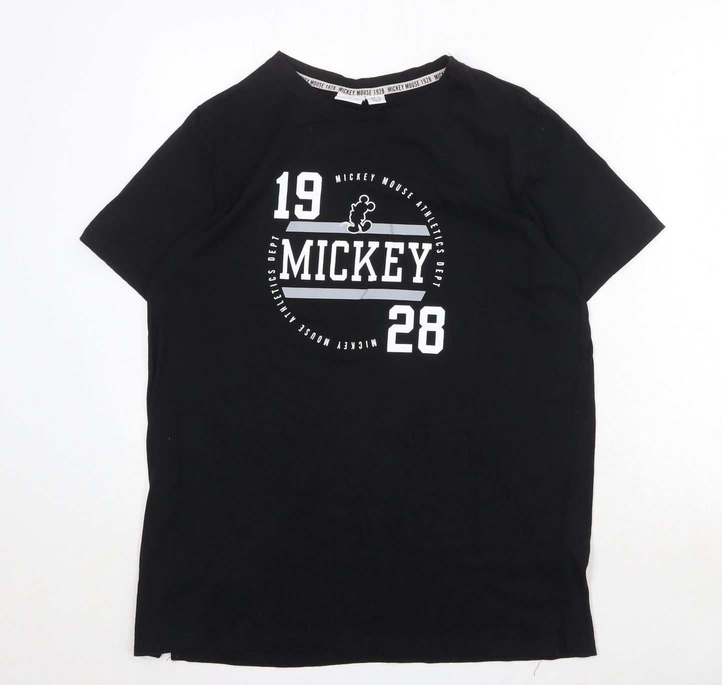 Disney Womens Black 100% Cotton Basic T-Shirt Size 12 Round Neck - Mickey Mouse