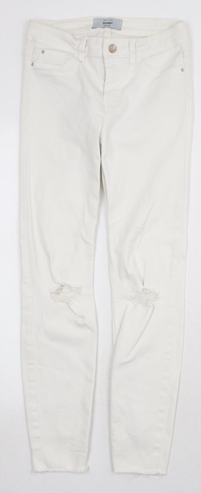 New Look Womens White Cotton Skinny Jeans Size 8 Regular Zip