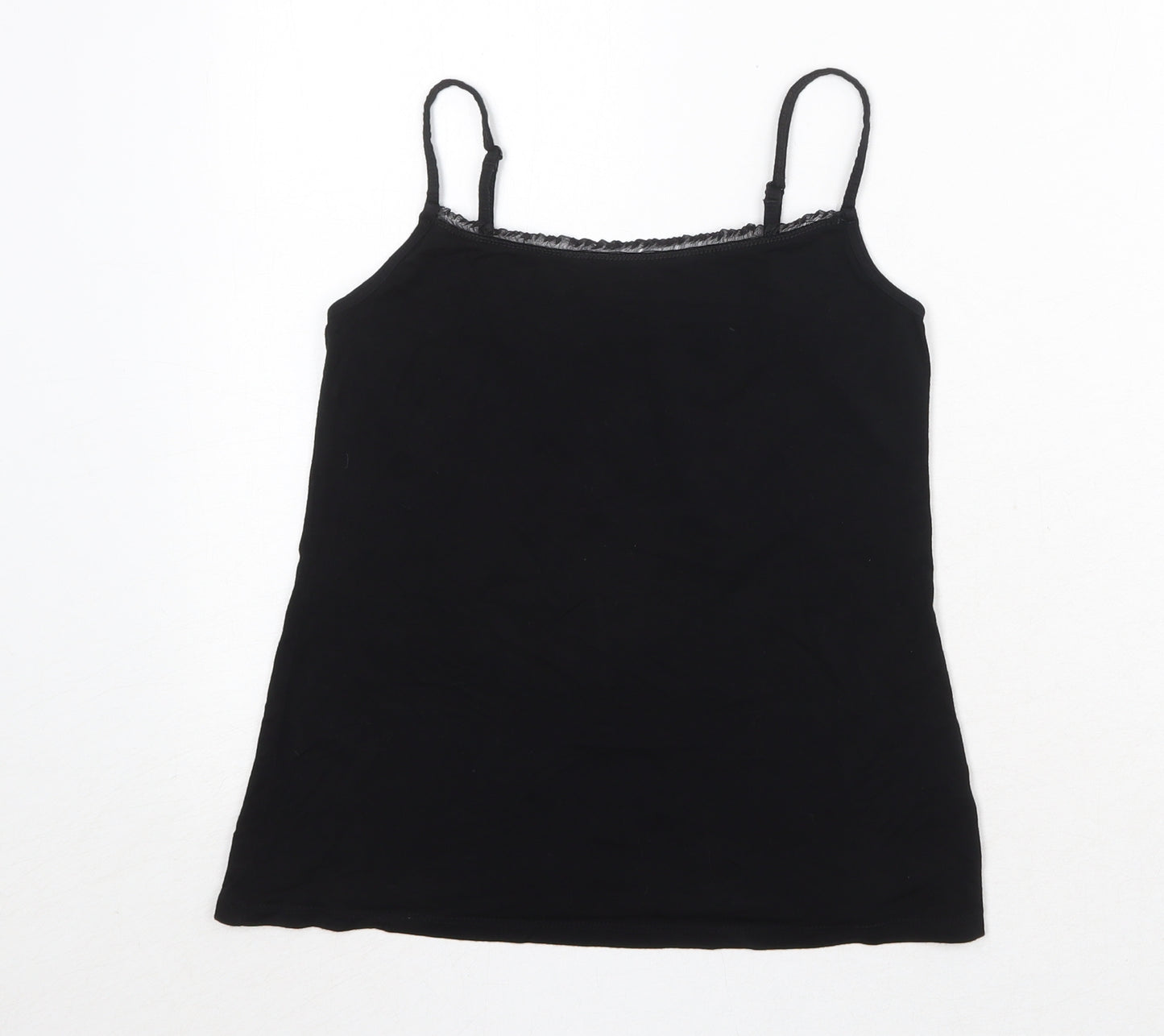M&Co Womens Black Viscose Basic Tank Size S Round Neck