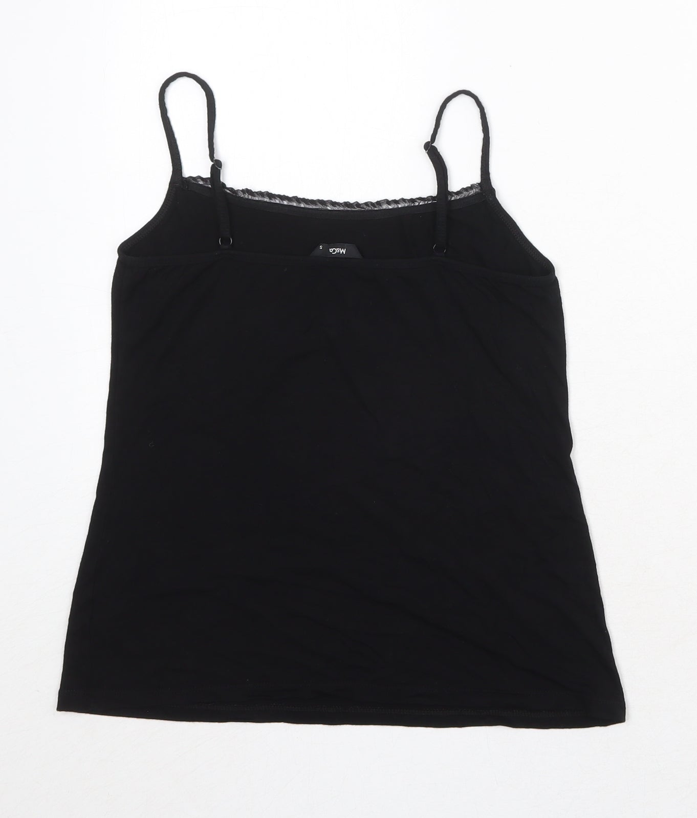 M&Co Womens Black Viscose Basic Tank Size S Round Neck
