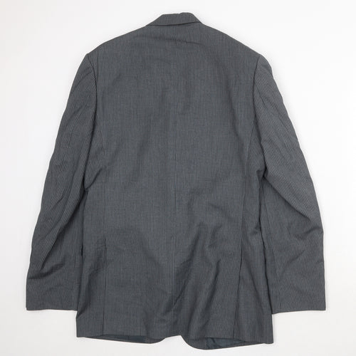 Burton Mens Grey Striped Polyester Jacket Suit Jacket Size 38 Regular