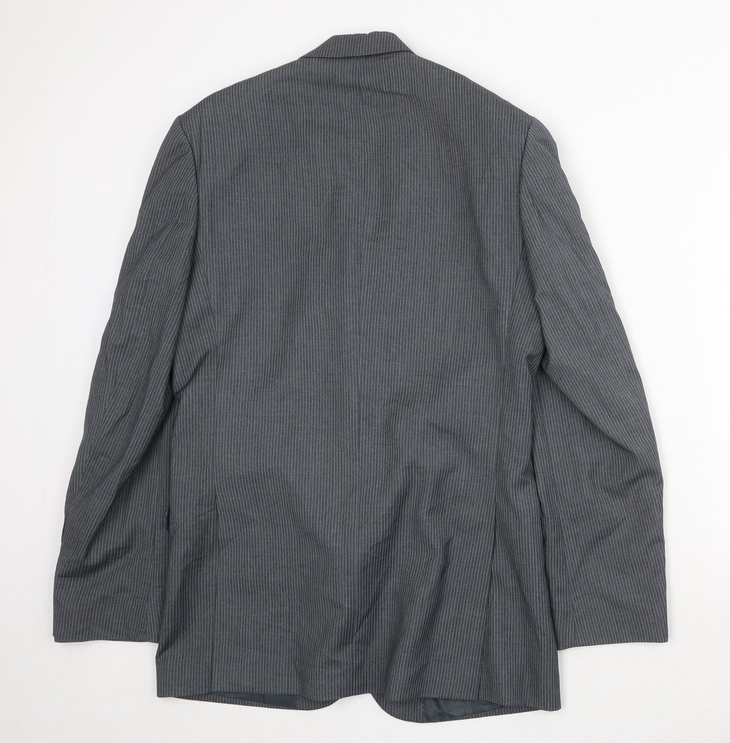 Burton Mens Grey Striped Polyester Jacket Suit Jacket Size 38 Regular