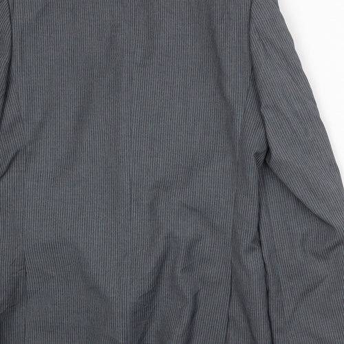 Burton Mens Grey Striped Polyester Jacket Suit Jacket Size 38 Regular
