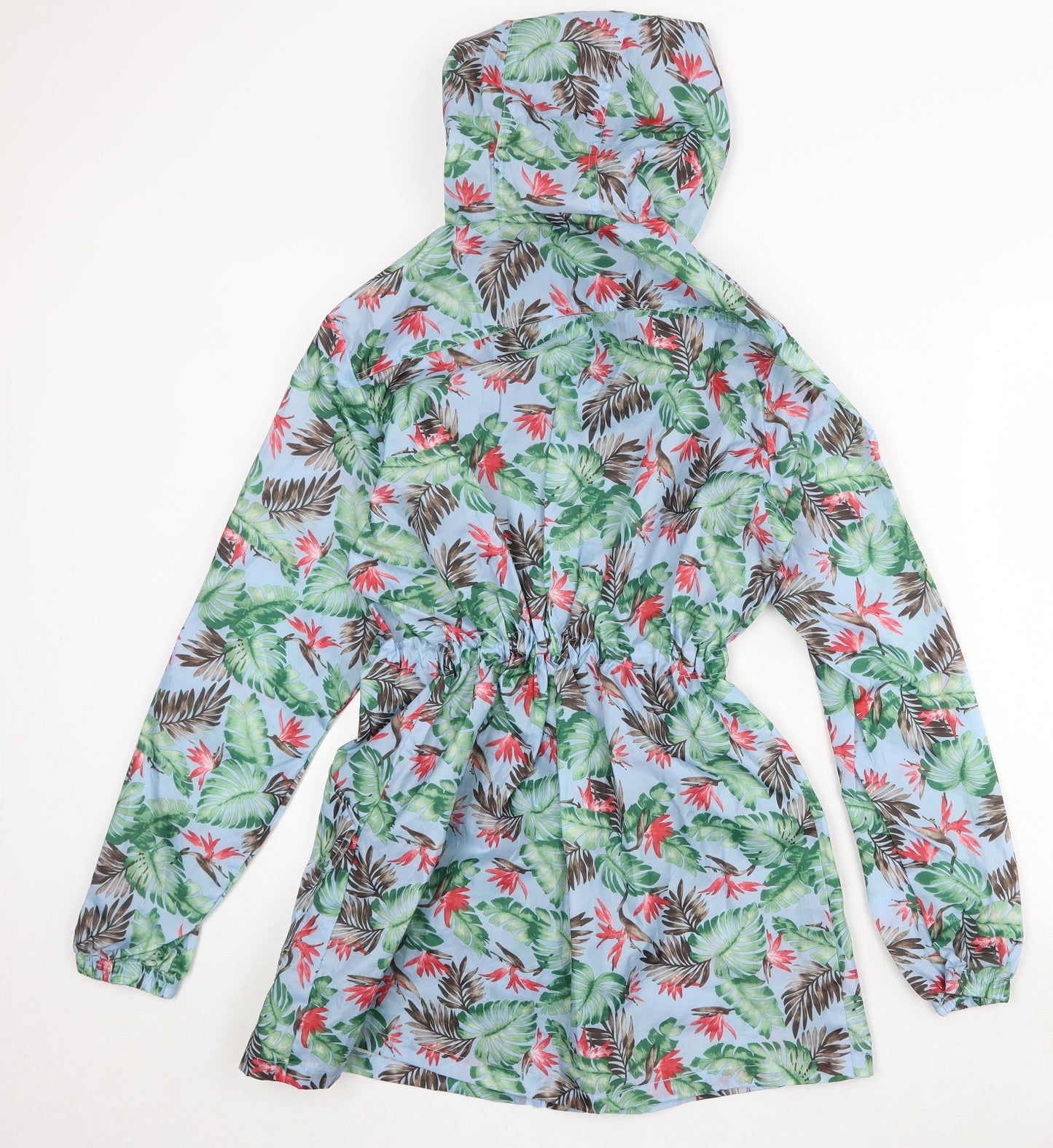 Harvey & Jones Womens Blue Geometric Rain Coat Coat Size 12 Zip