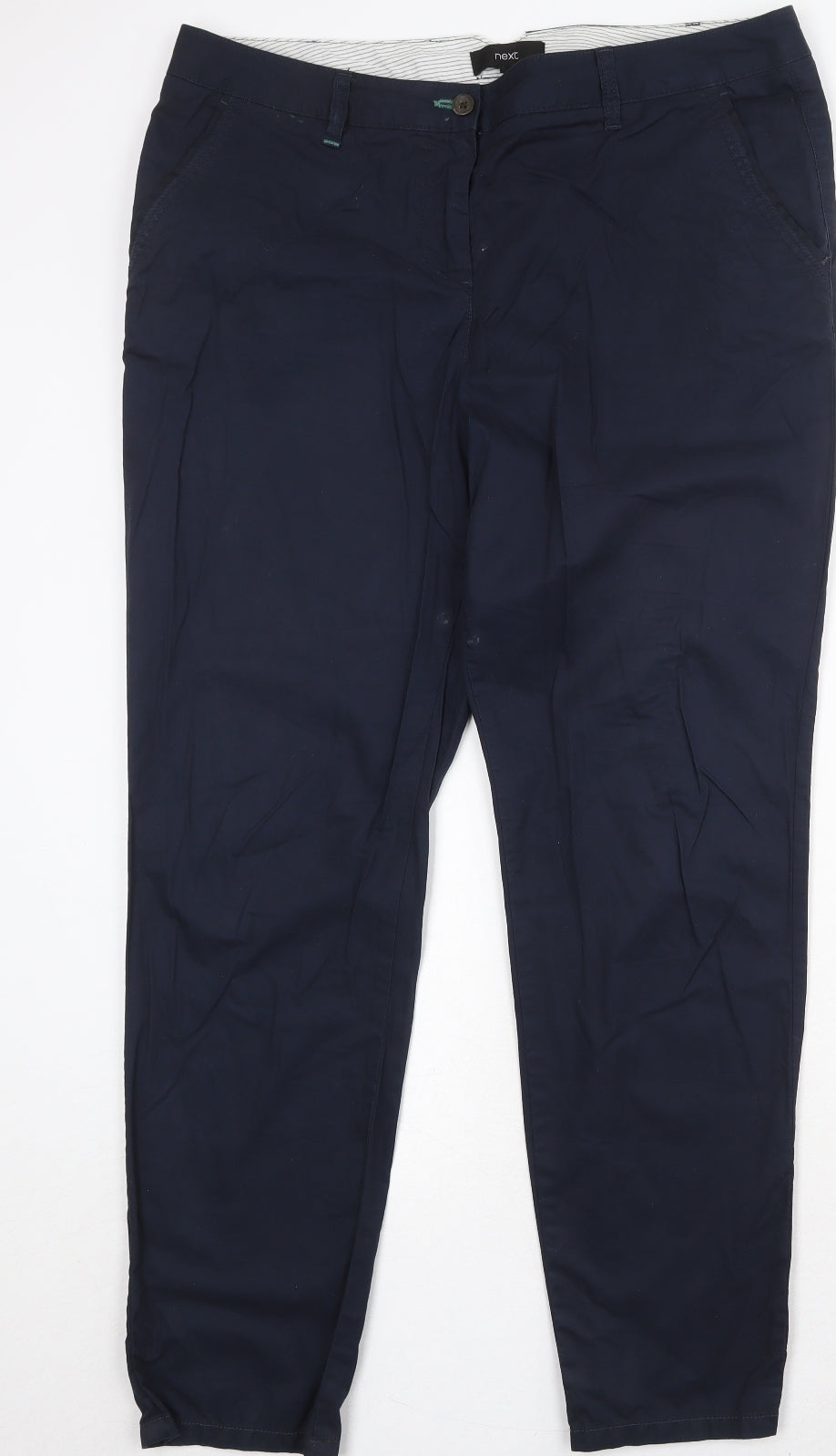 NEXT Womens Blue Cotton Trousers Size 16 Regular Zip