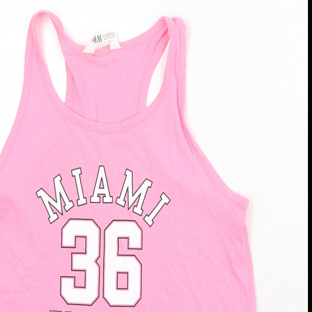 H&M Girls Pink Cotton Pullover Tank Size 12-13 Years Scoop Neck Pullover - Miami Florida