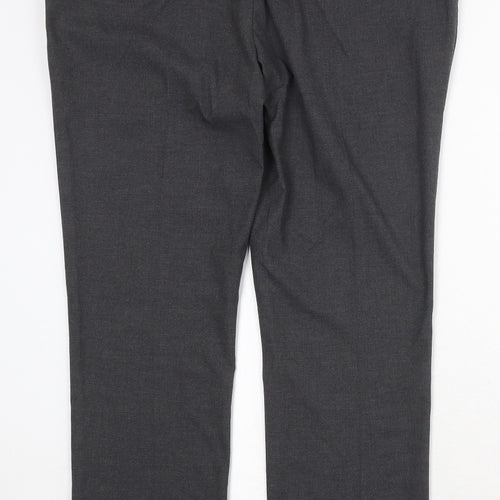 Marks and Spencer Mens Grey Polyester Chino Trousers Size 34 in Regular Zip