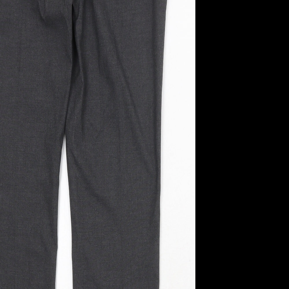 Marks and Spencer Mens Grey Polyester Chino Trousers Size 34 in Regular Zip