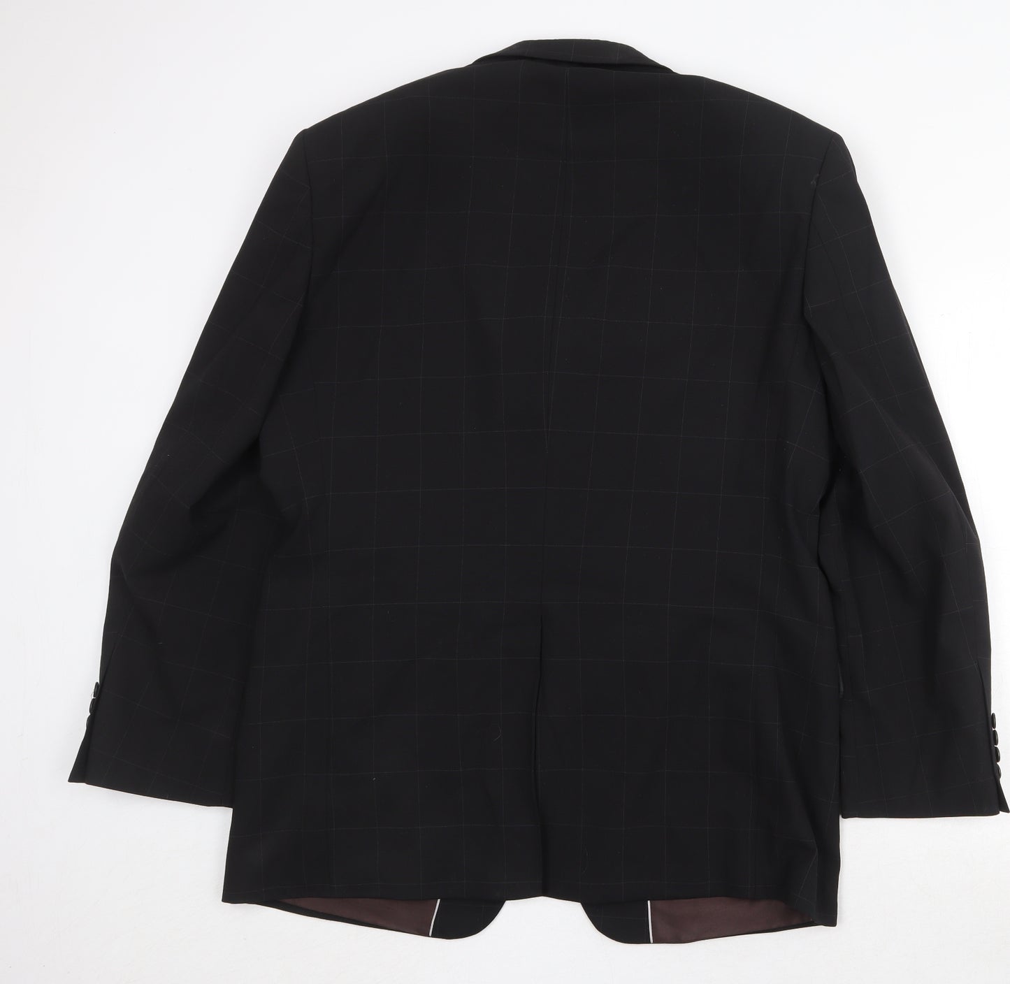 Marks and Spencer Mens Black Check Polyester Jacket Suit Jacket Size 42 Regular