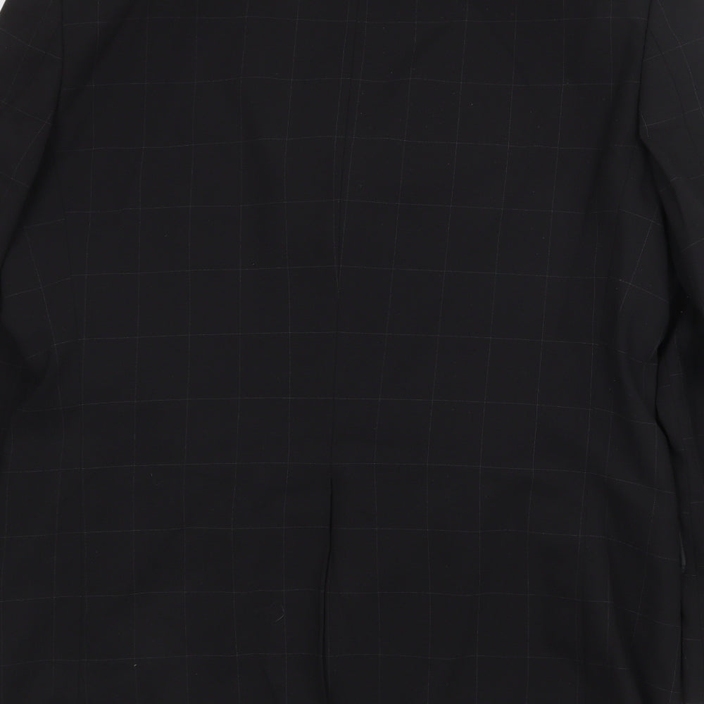 Marks and Spencer Mens Black Check Polyester Jacket Suit Jacket Size 42 Regular