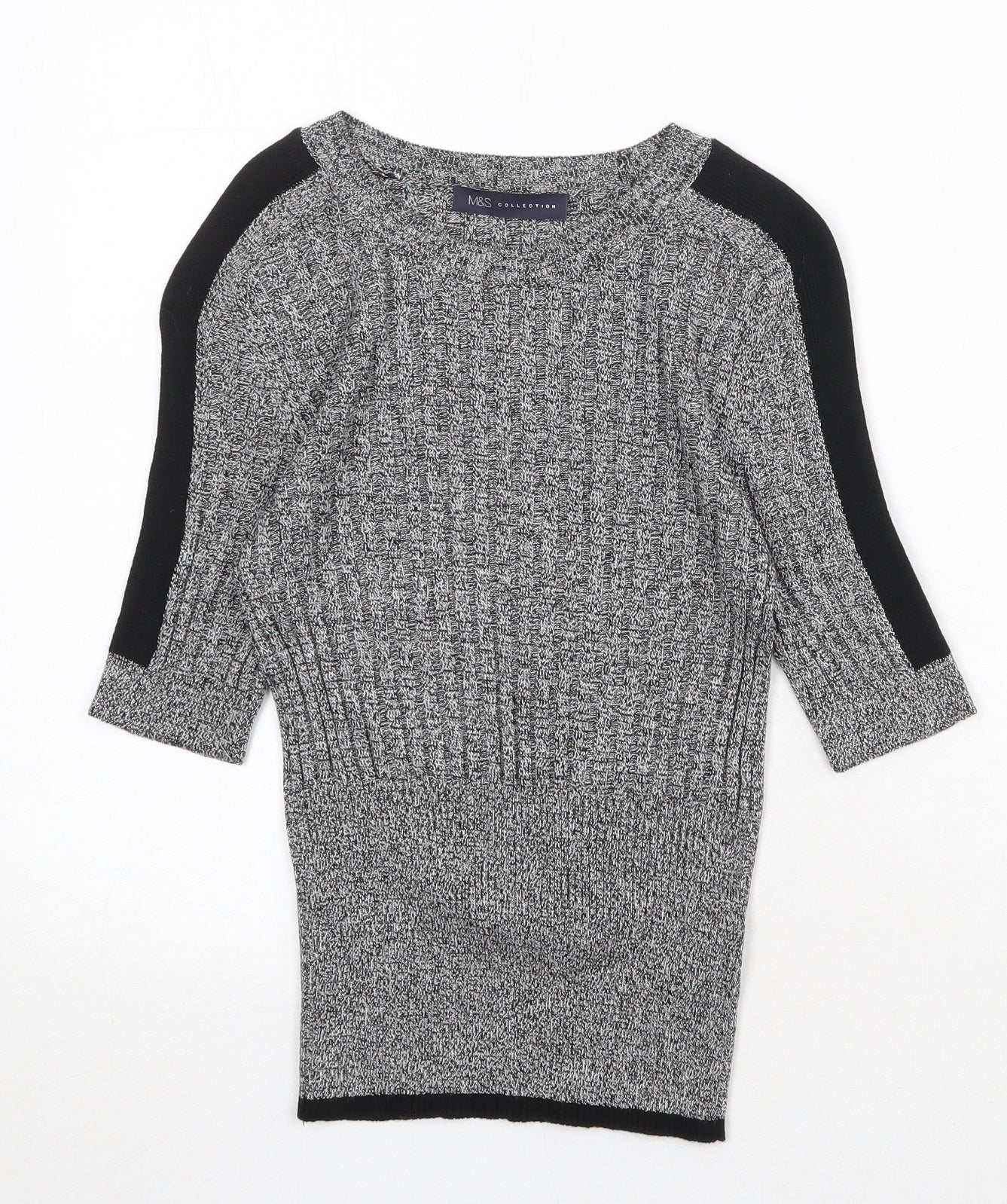 Marks and Spencer Womens Grey Round Neck Viscose Pullover Jumper Size 8