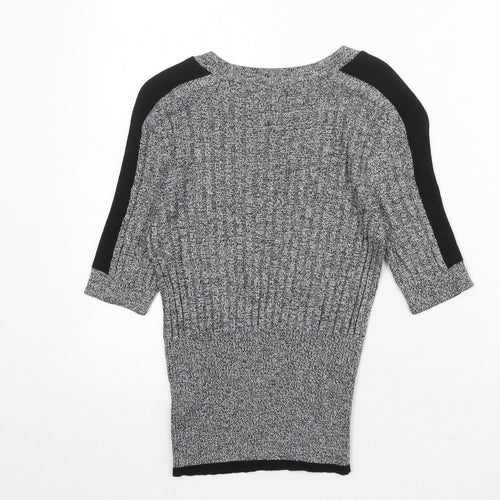 Marks and Spencer Womens Grey Round Neck Viscose Pullover Jumper Size 8