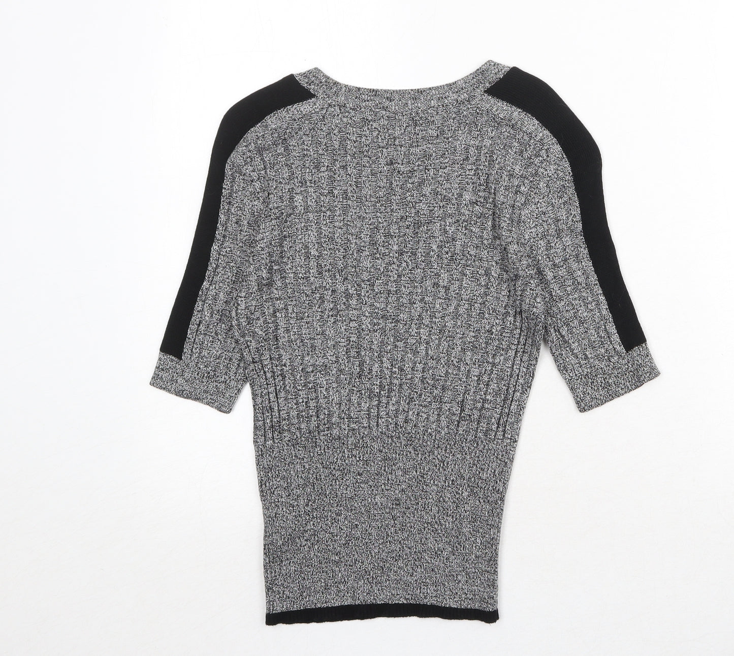 Marks and Spencer Womens Grey Round Neck Viscose Pullover Jumper Size 8