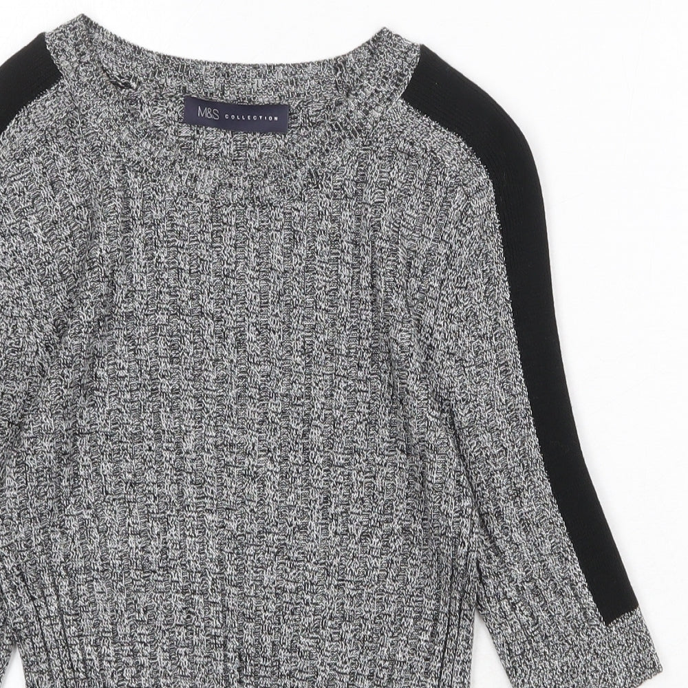 Marks and Spencer Womens Grey Round Neck Viscose Pullover Jumper Size 8
