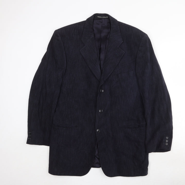 Marks and Spencer Mens Blue Cotton Jacket Suit Jacket Size 40 Regular